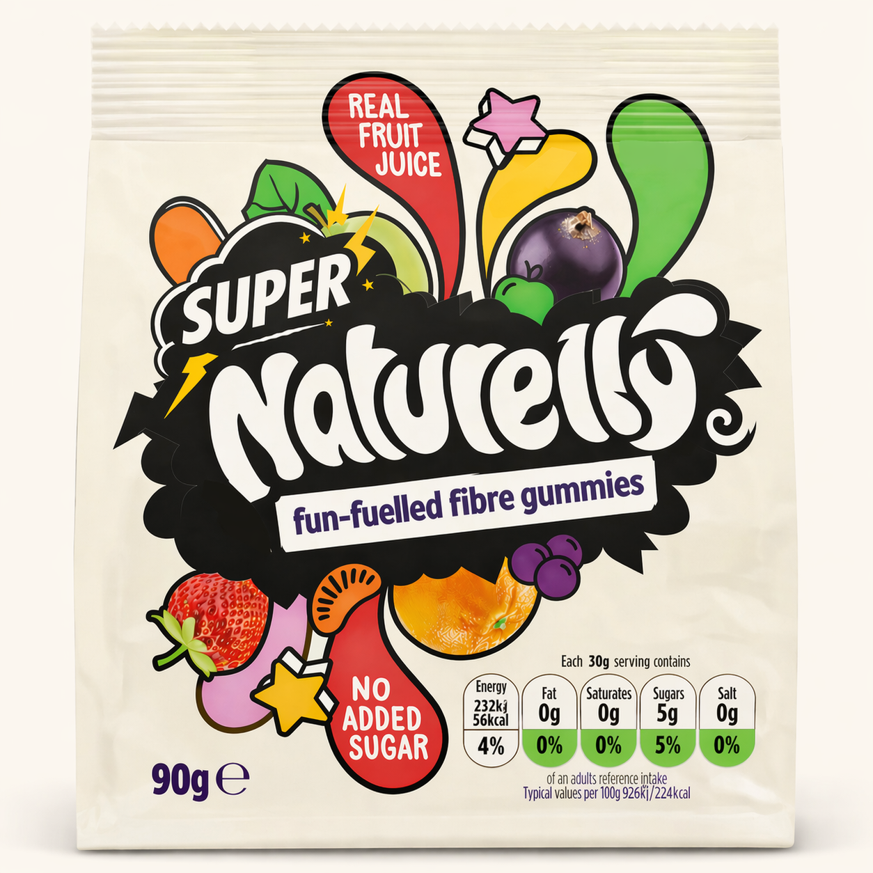 Super Naturelly High Fibre Gummies with no added sugar or sweeteners.
